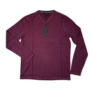 NEW Patrick Assaraf mens M Medium purple solid v-neck merino wool sweater NWT